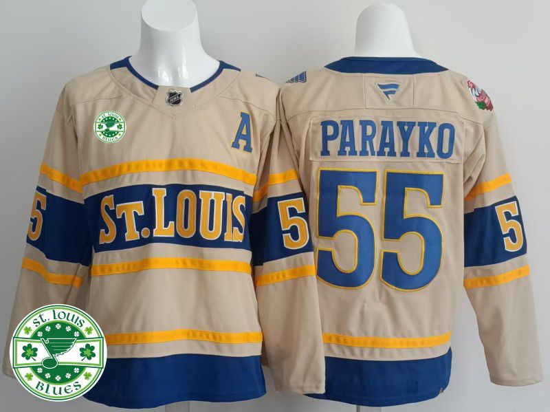 Men St.Louis Blues #55 Parayko Cream 2025 Fanatics Home Premium NHL Jersey